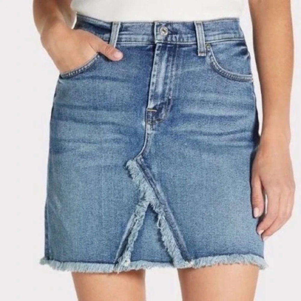 7 For All Mankind Luxe Vintage Fray Jean Mini Skirt Size 26